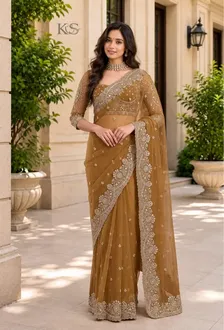 White Georgette Embroidered Saree ,Soft Sequence sari, Bridal Saree, Diamond Work , Indian Party Wear Saree with Blouse