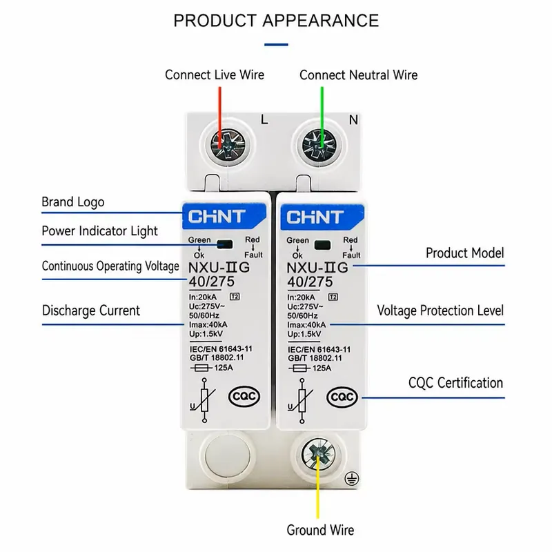 CHINT NXU-IIG 40/500 2P 500V DC Surge Protection Device (SPD)