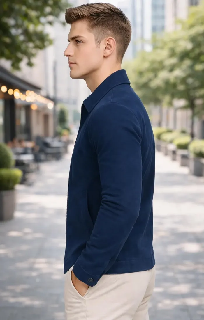 Men's Navy blue Suede Jacket – Classic Style, Comfort, Versatile Wear