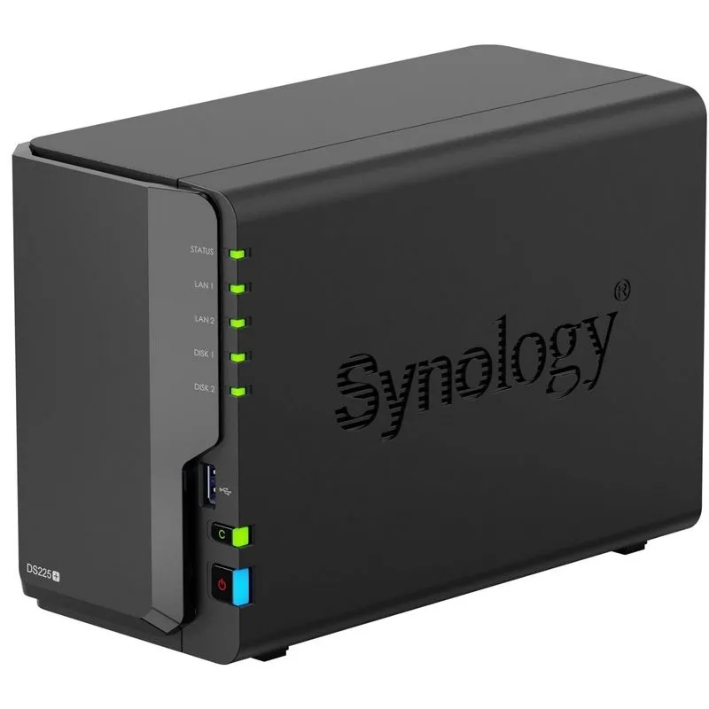 Synology DS225+ Private Cloud Media Server - Stream, Back Up Photos & Share Files, Intel CPU for Hardware Transcoding (2-Bay Diskless NAS)