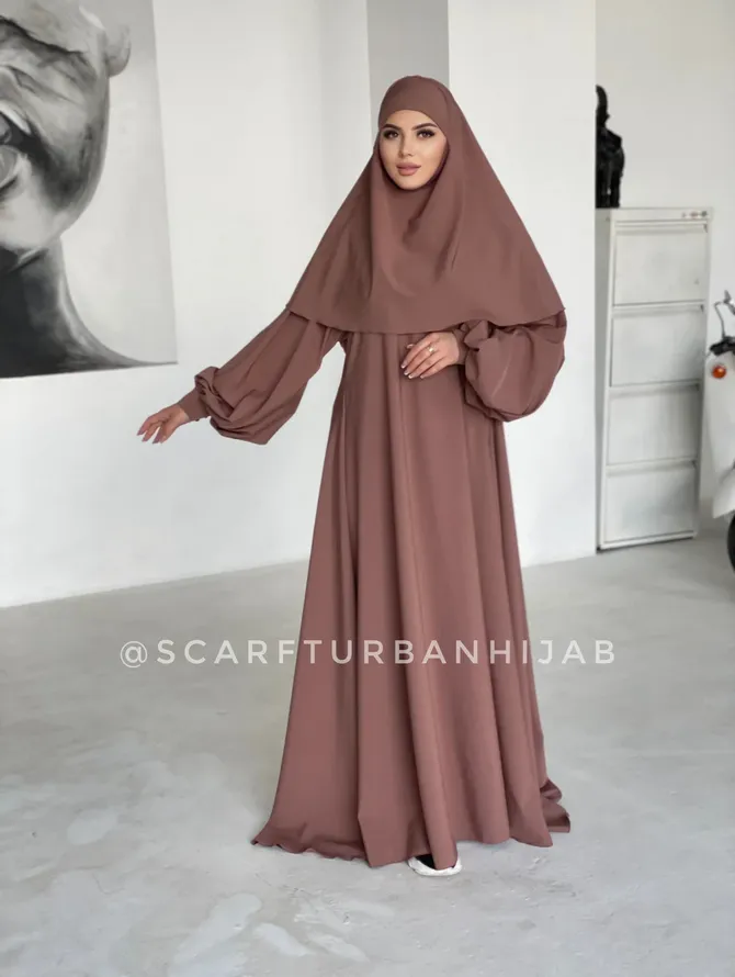 Elegant Mocco Maxi Dress With Hijab